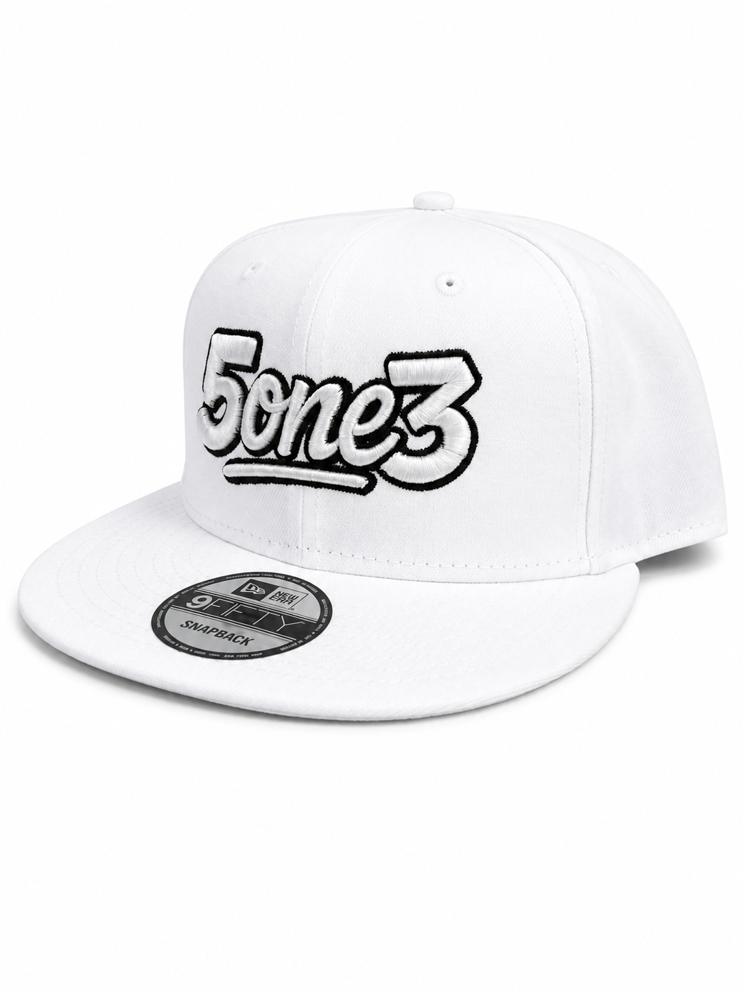 White & Black Flat Bill Snapback
