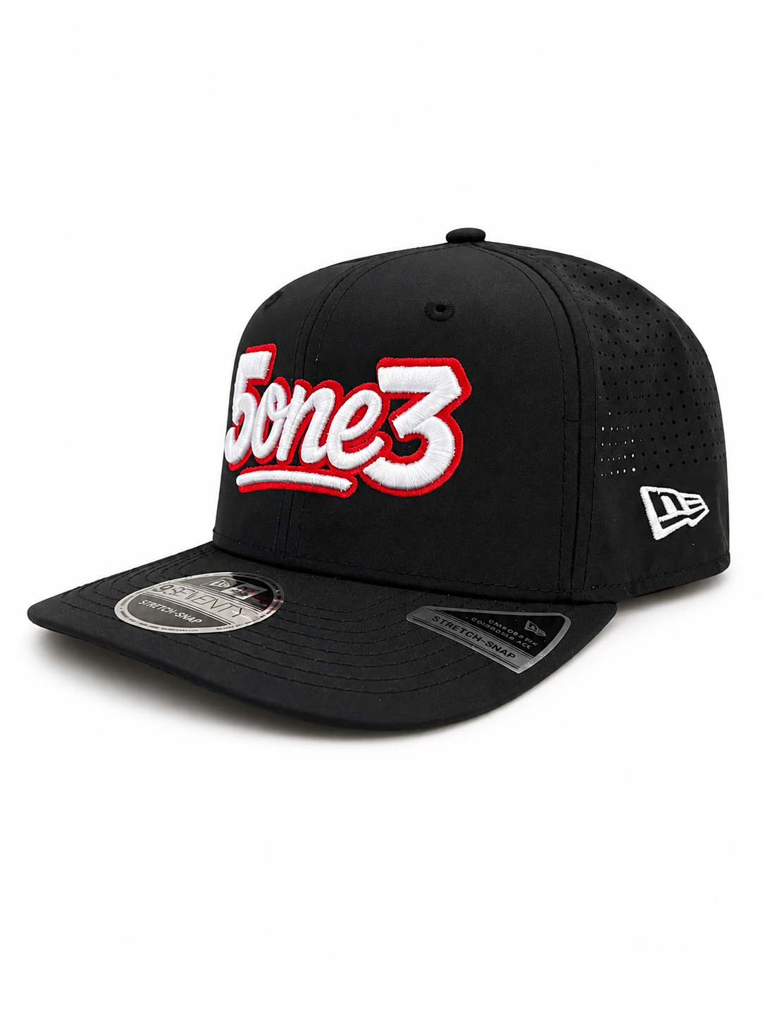 White & Red Perforated Snapback