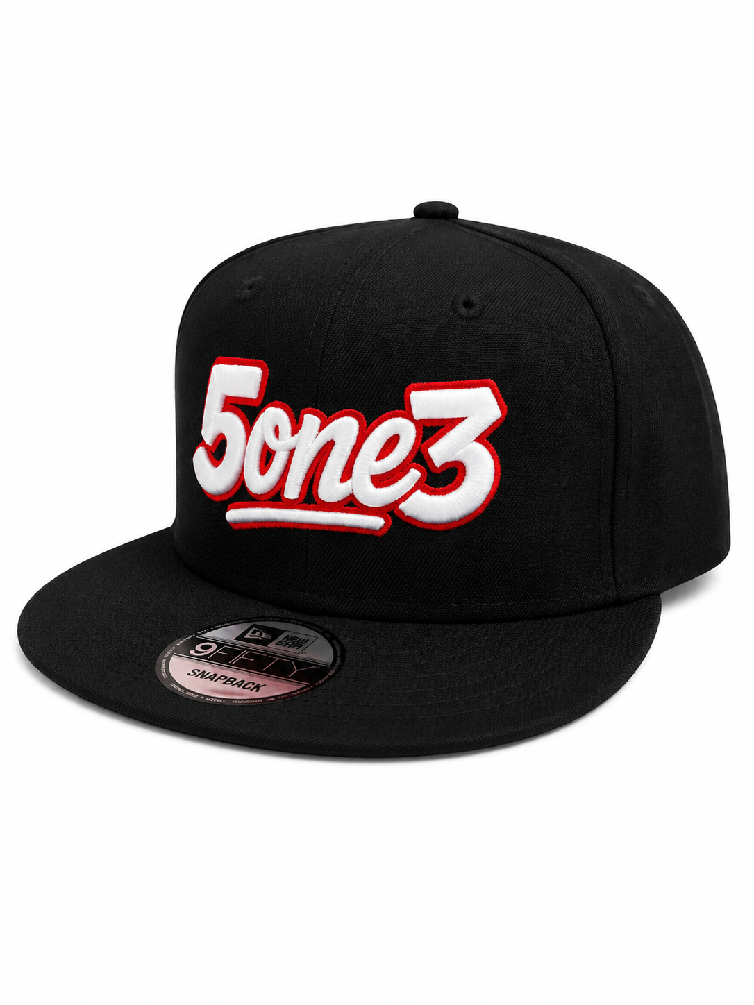 White & Red Flat Bill Snapback