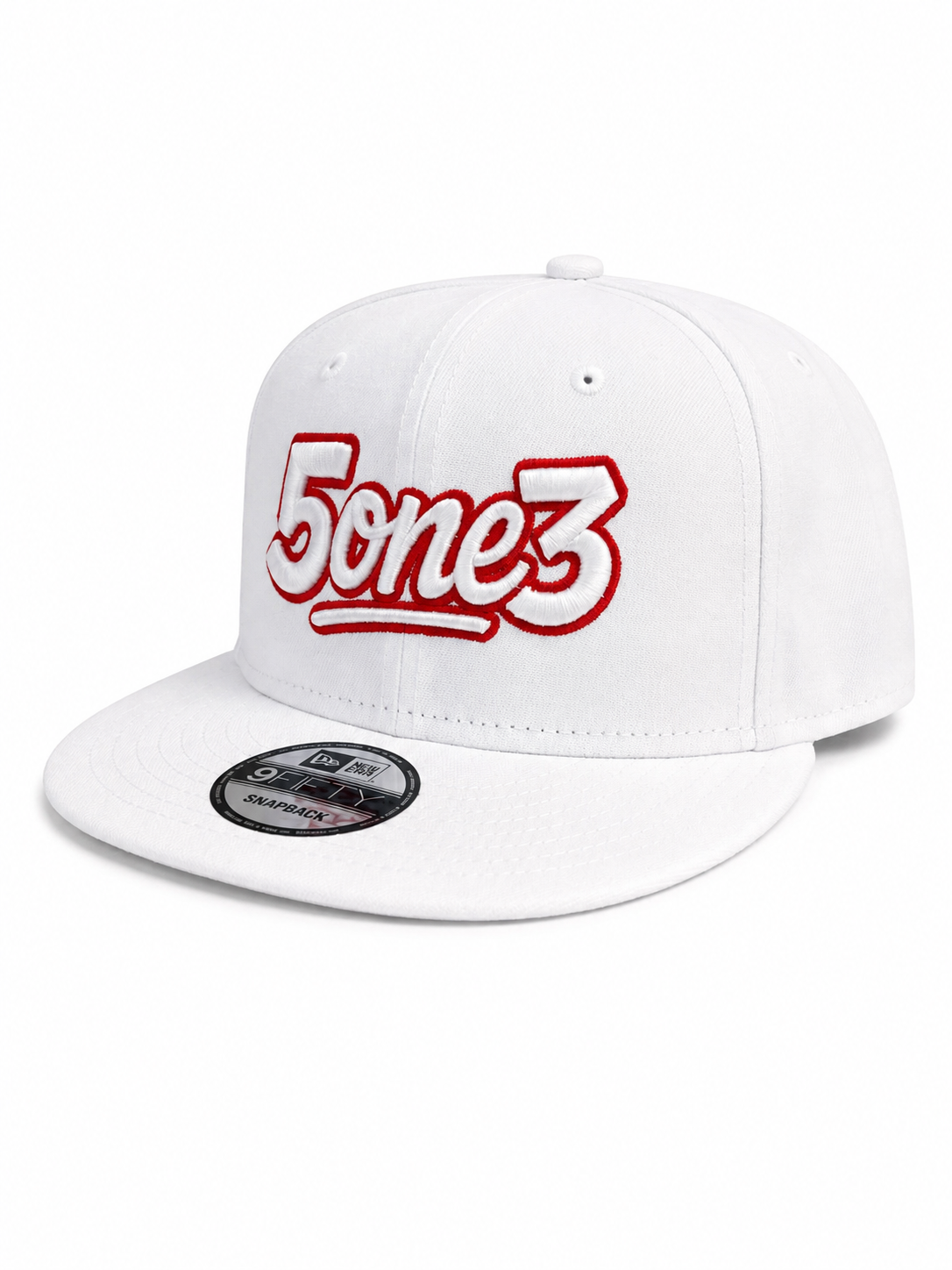 White & Red Flat Bill Snapback