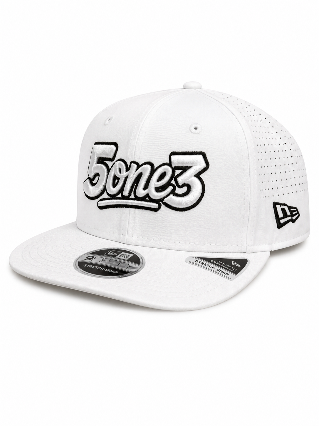 White & Black Perforated Snapback