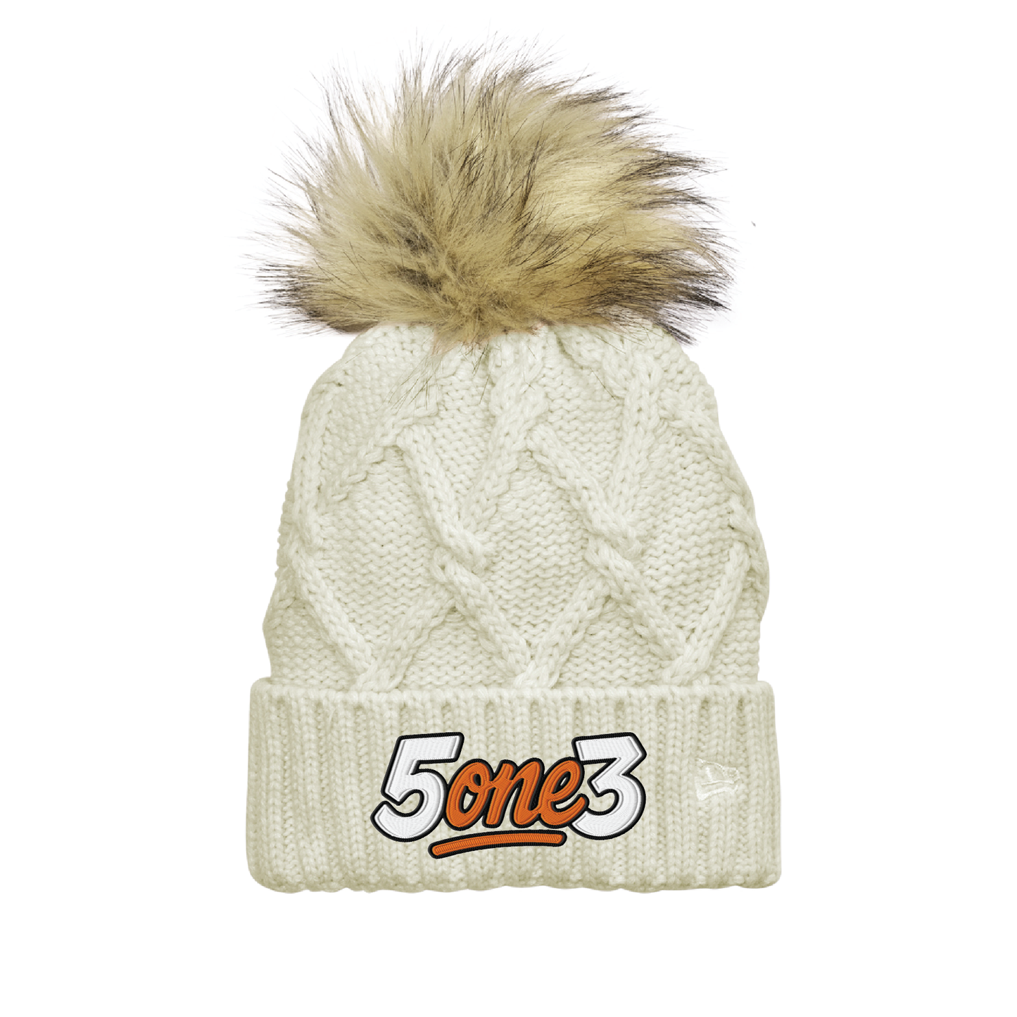 Black & Orange Women's Pom Beanie