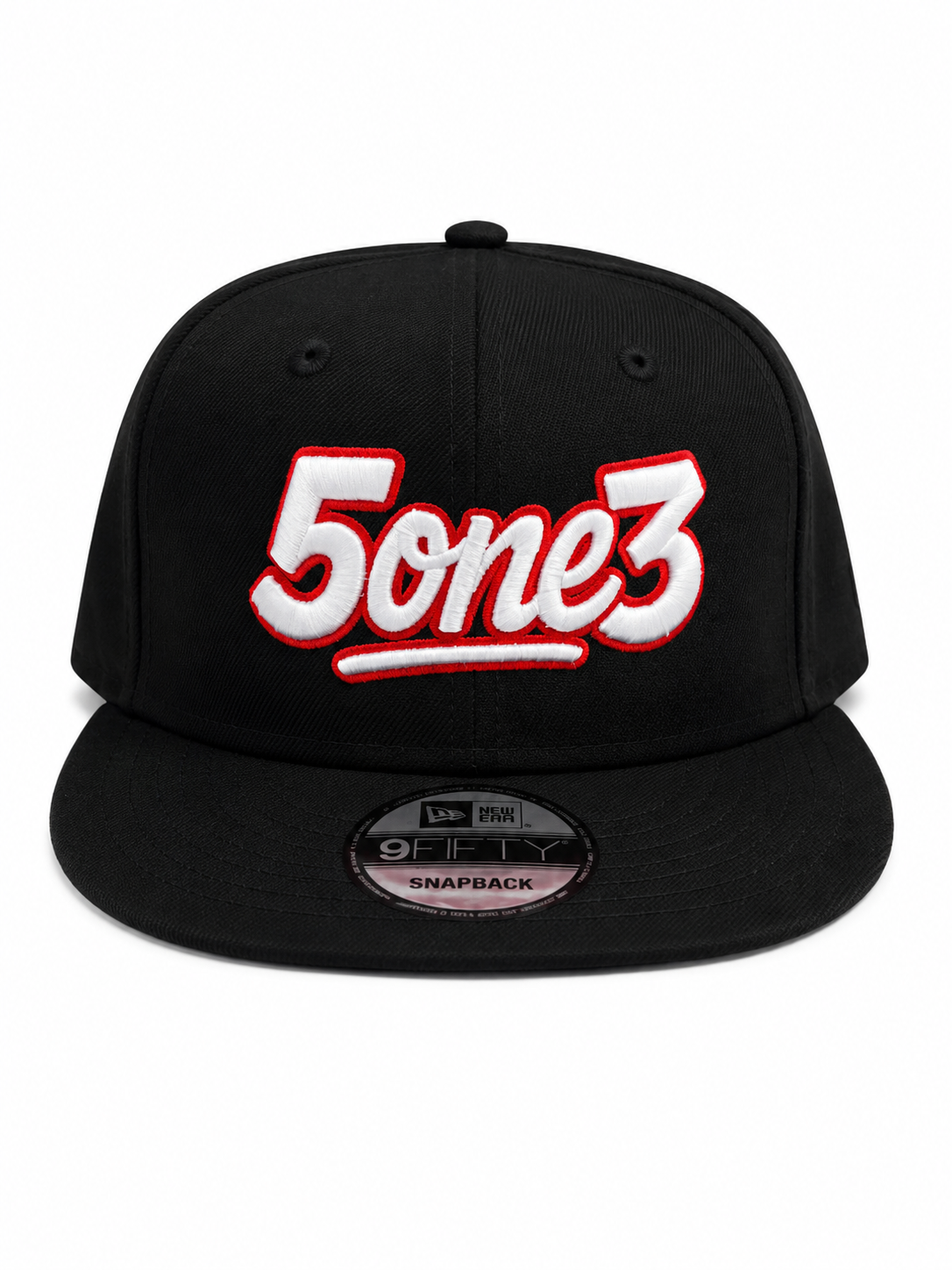 White & Red Flat Bill Snapback