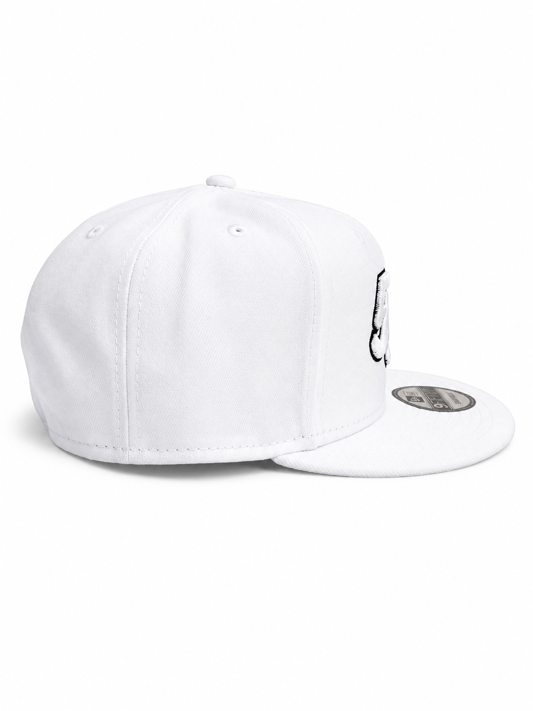 White & Black Flat Bill Snapback