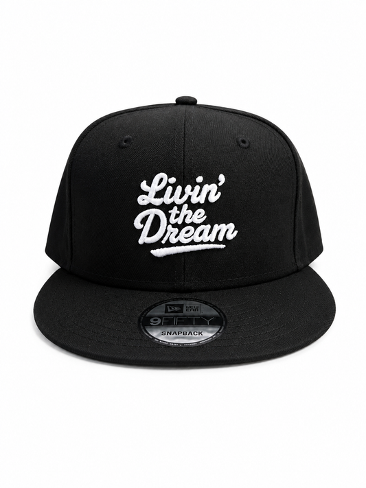 - Livin' The Dream - Black Flat Bill Snapback