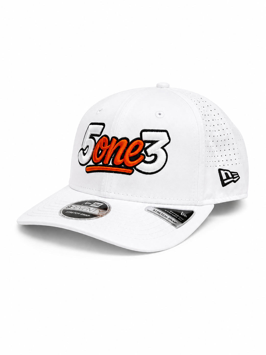 Orange & White Perforated Snapback