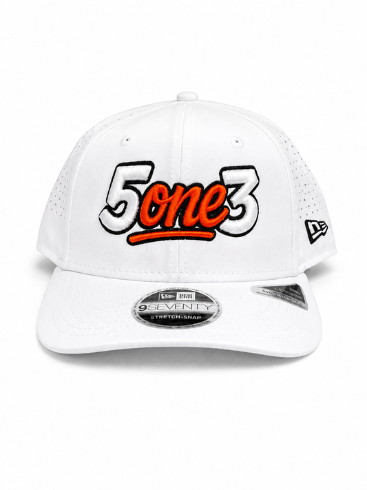 Orange & White Perforated Snapback
