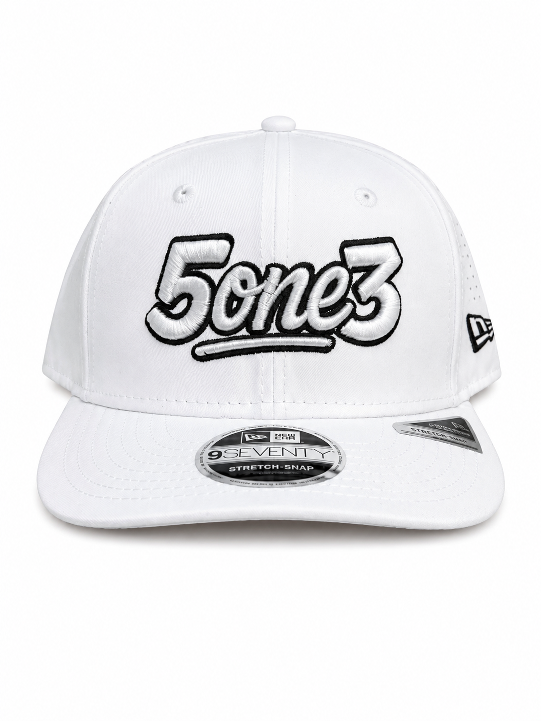White & Black Perforated Snapback