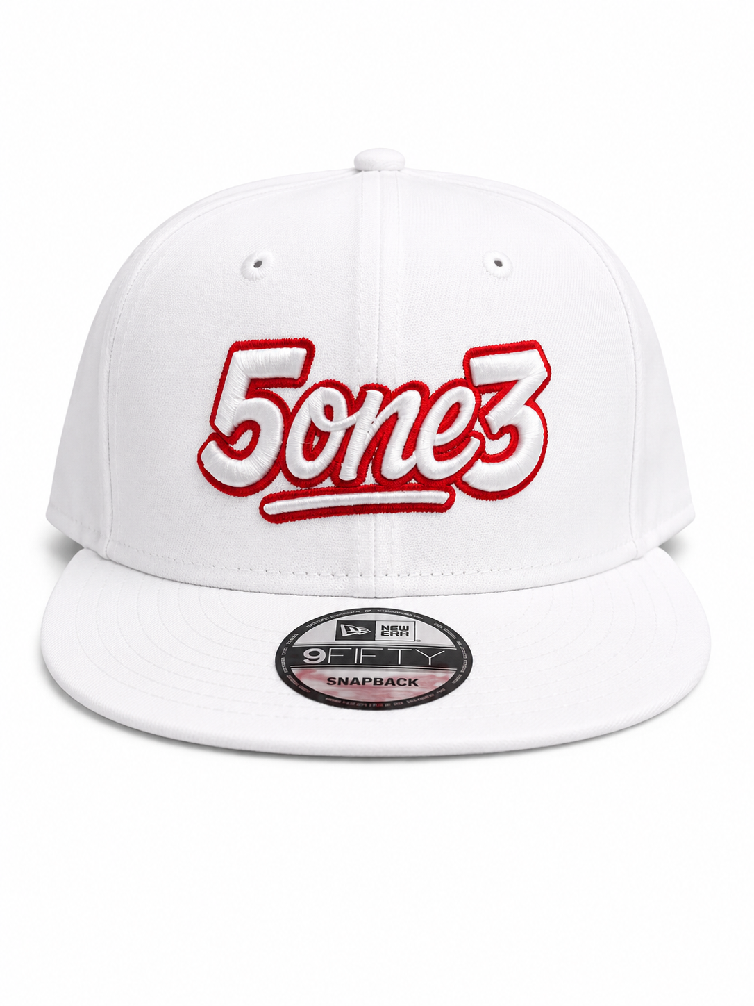 White & Red Flat Bill Snapback