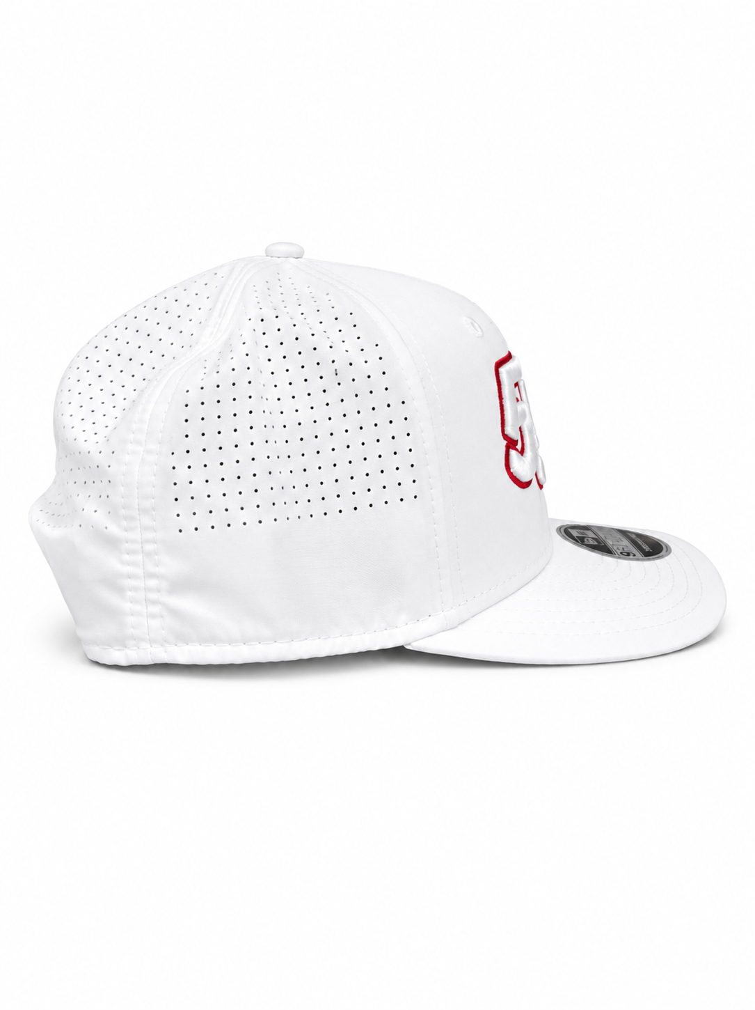 White & Red Perforated Snapback