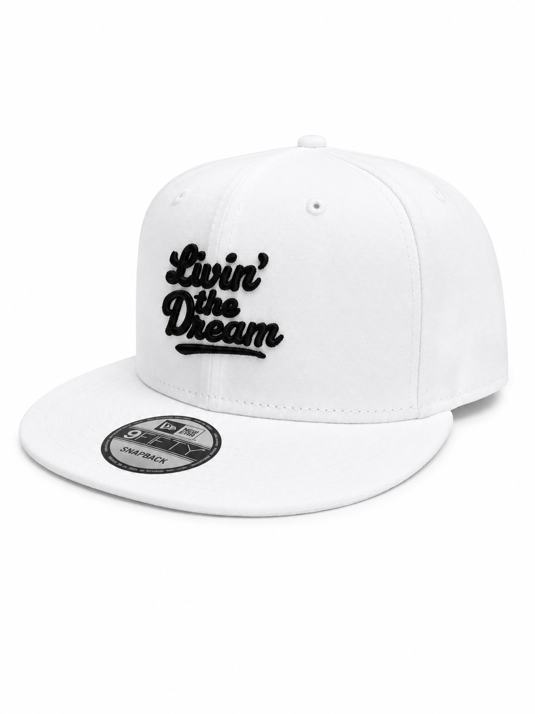 - Livin' The Dream - White Flat Bill Snapback