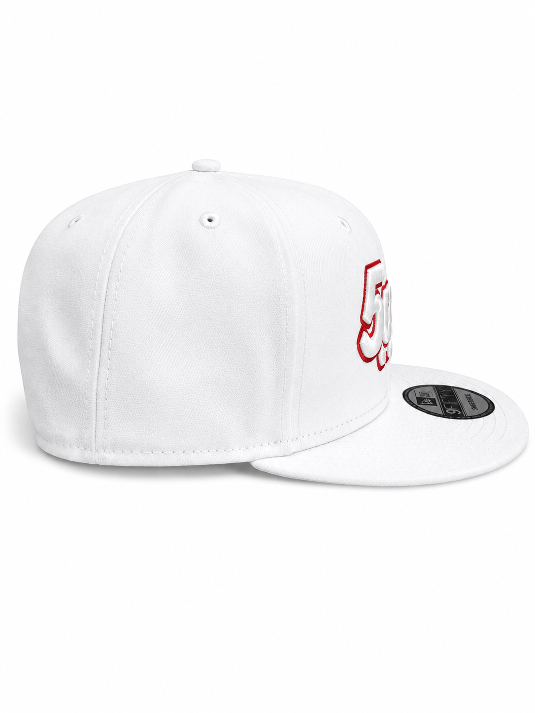 White & Red Flat Bill Snapback