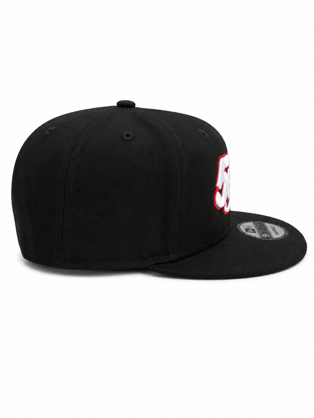 White & Red Flat Bill Snapback