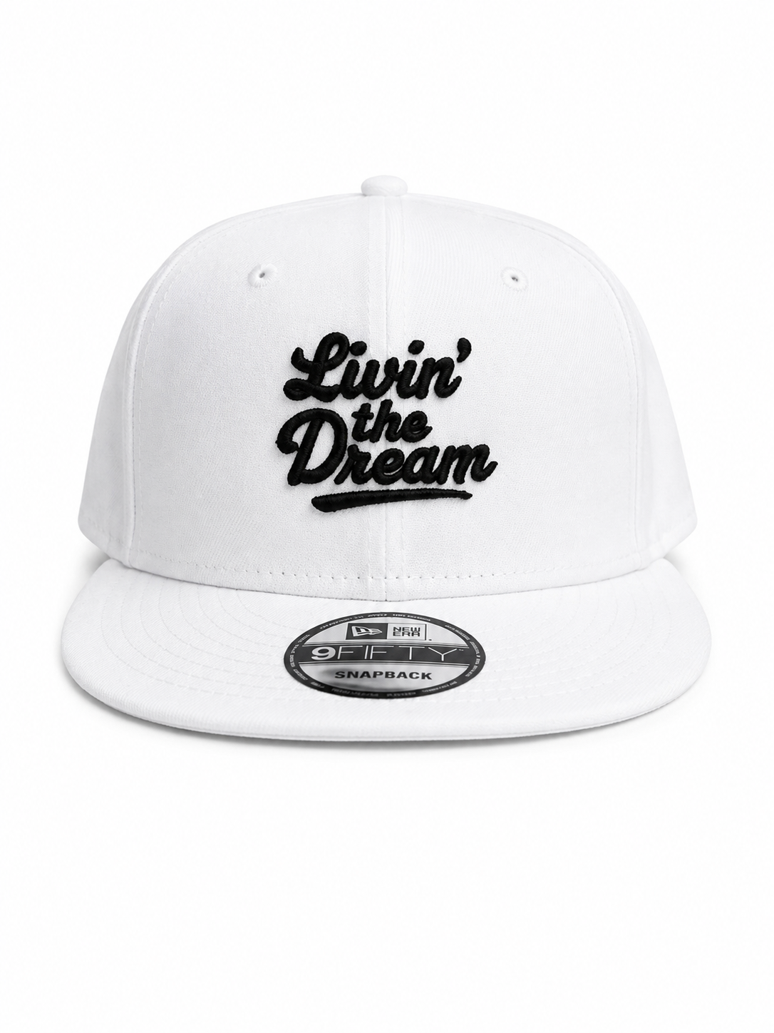 - Livin' The Dream - White Flat Bill Snapback