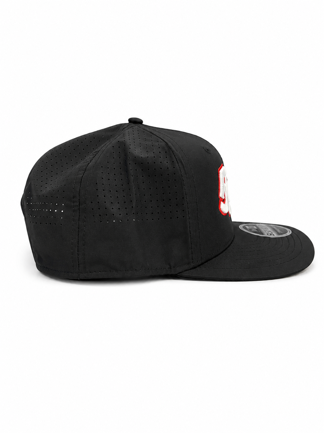 White & Red Perforated Snapback
