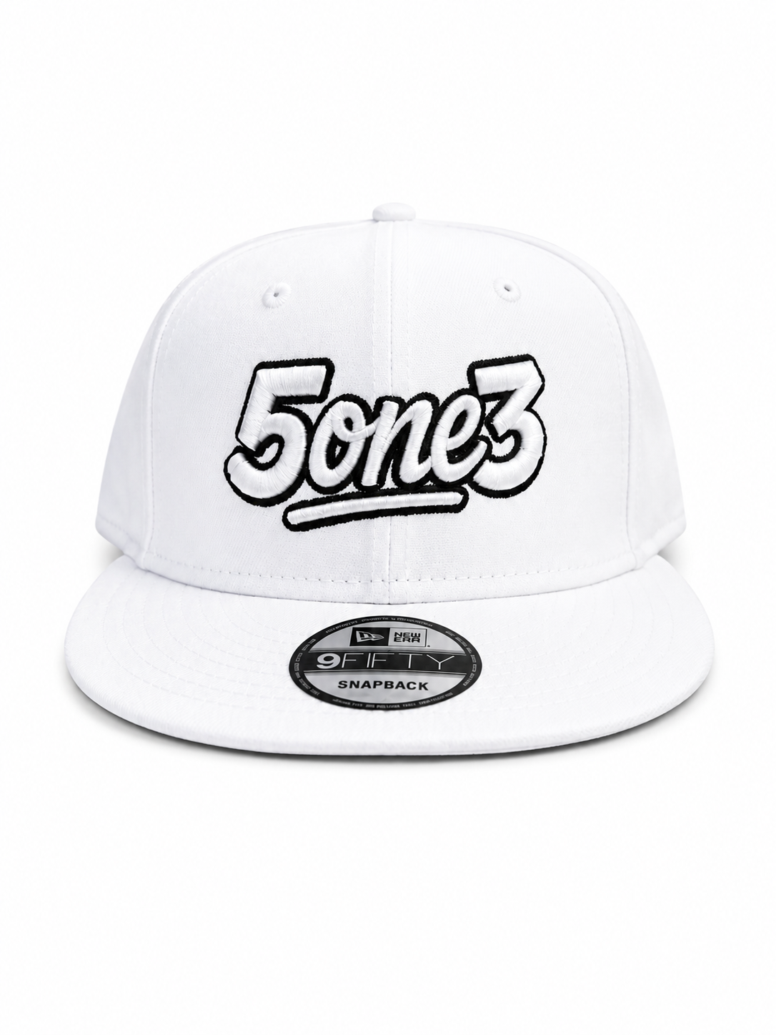 White & Black Flat Bill Snapback