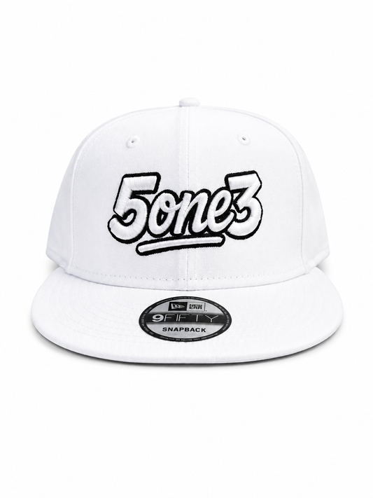 White & Black Flat Bill Snapback