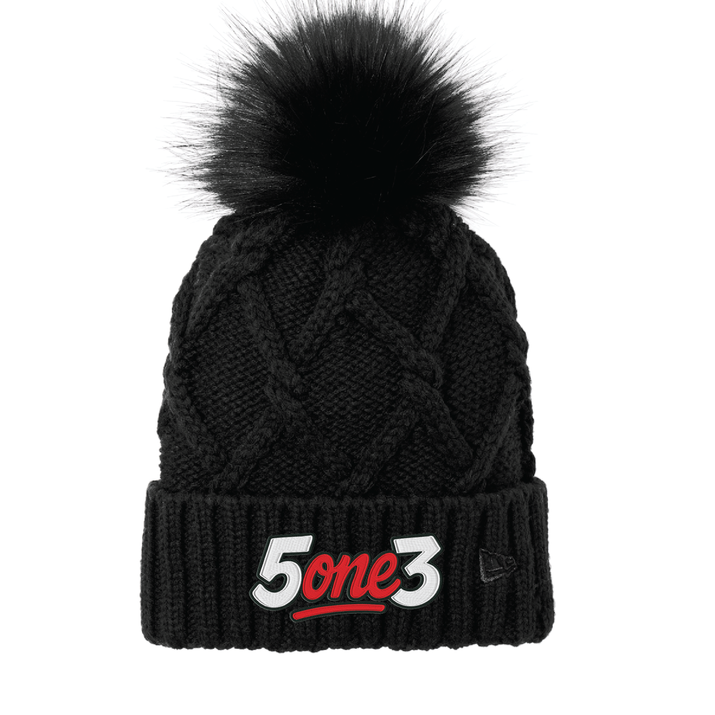Red & Black Women's Pom Beanie