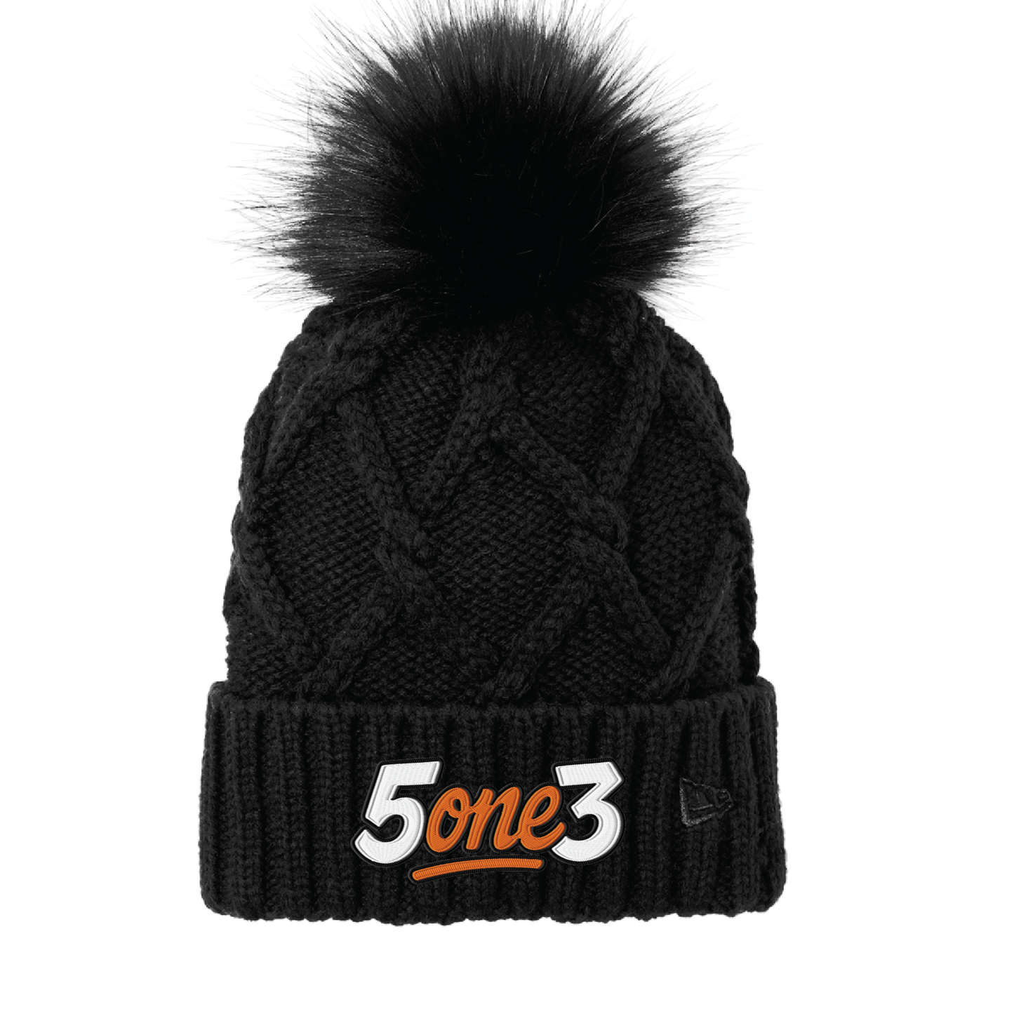 Black & Orange Women's Pom Beanie
